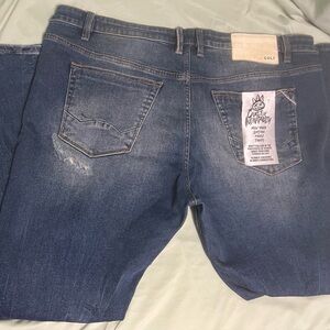 Cult of Individuality Blue Slim cut Jeans with Faded Details